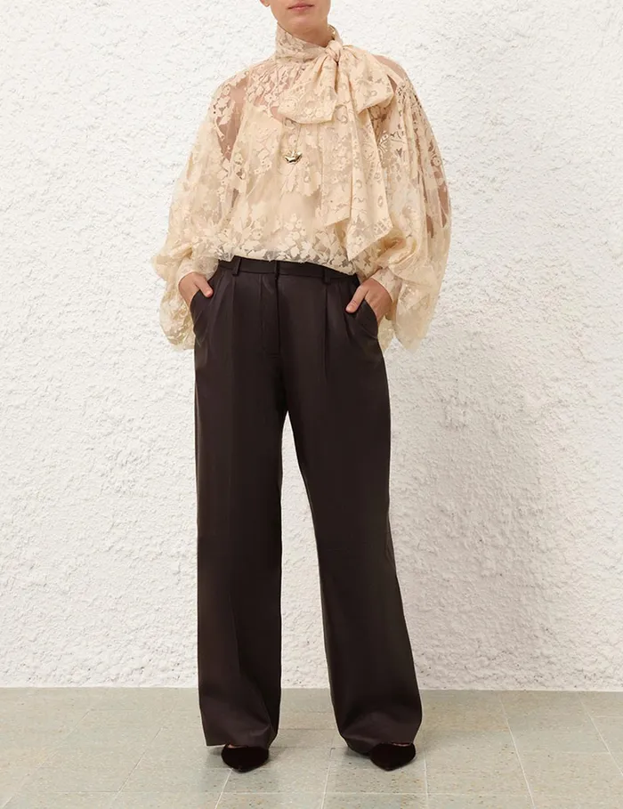 Women Shorts and Pants Zimmermann Illustration Leather Pant Mahogany