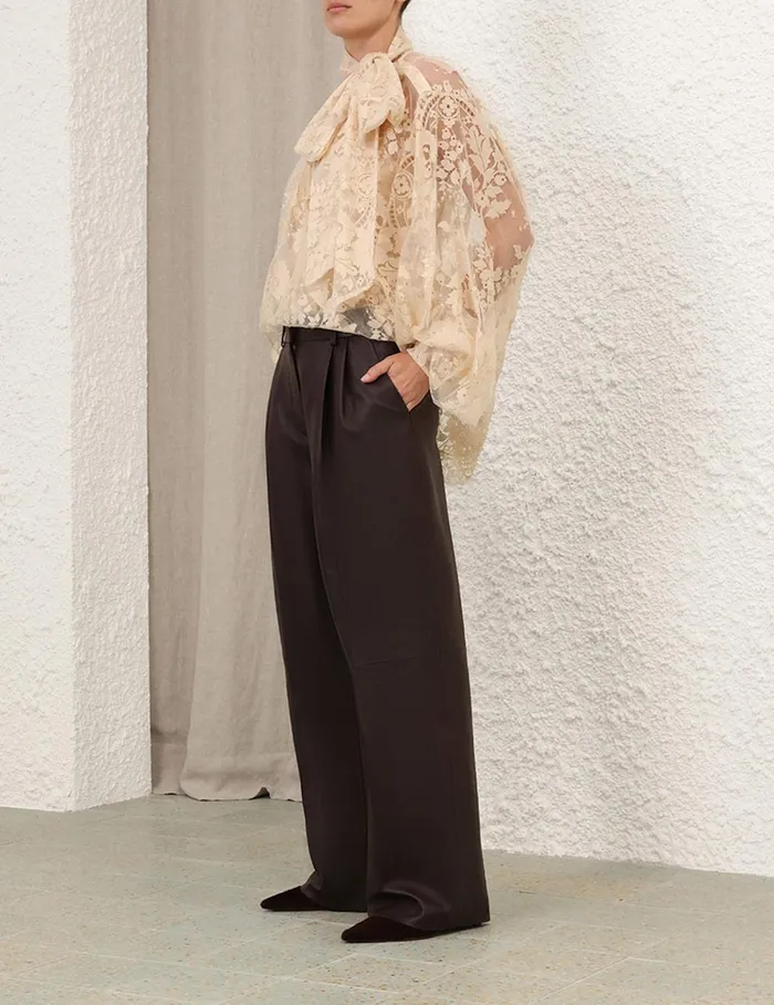 Women Shorts and Pants Zimmermann Illustration Leather Pant Mahogany
