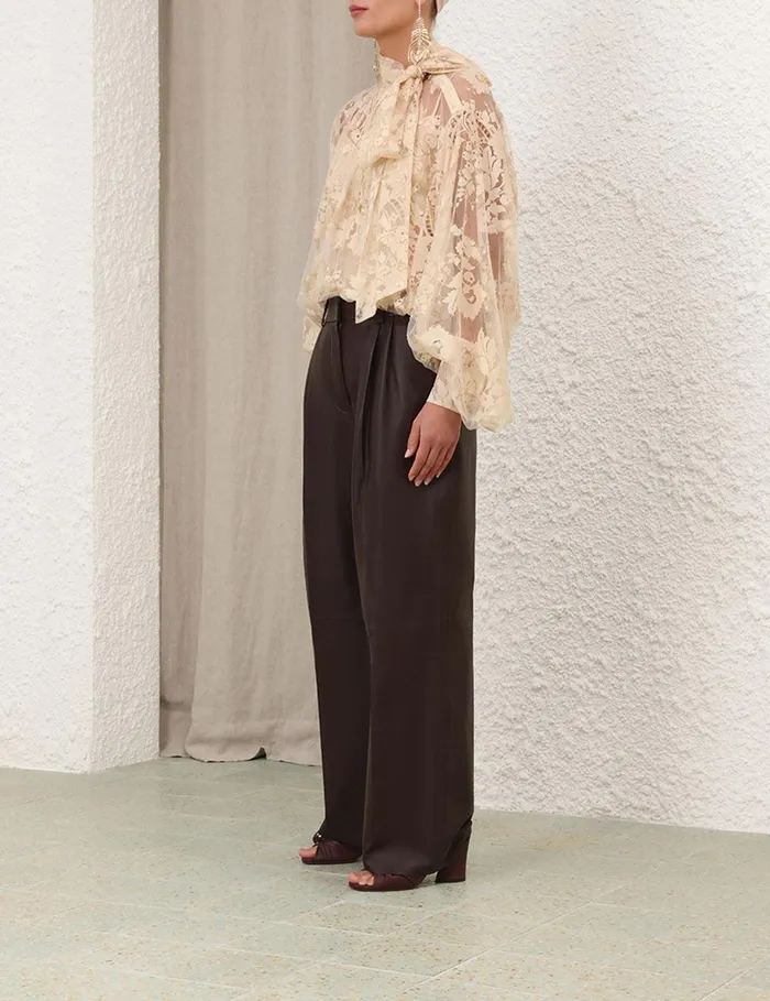 Women Shorts and Pants Zimmermann Illustration Leather Pant Mahogany