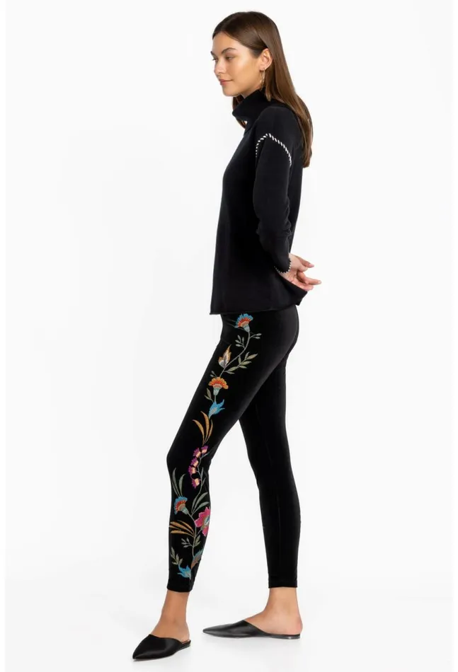 Women Sidonia Velvet Stretch Legging Black Johnny Was Bottoms