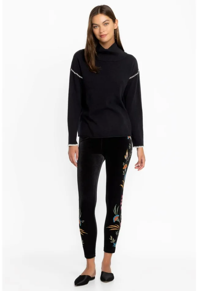 Women Sidonia Velvet Stretch Legging Black Johnny Was Bottoms