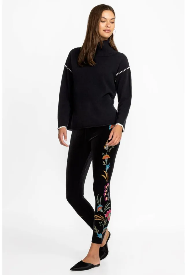 Women Sidonia Velvet Stretch Legging Black Johnny Was Bottoms
