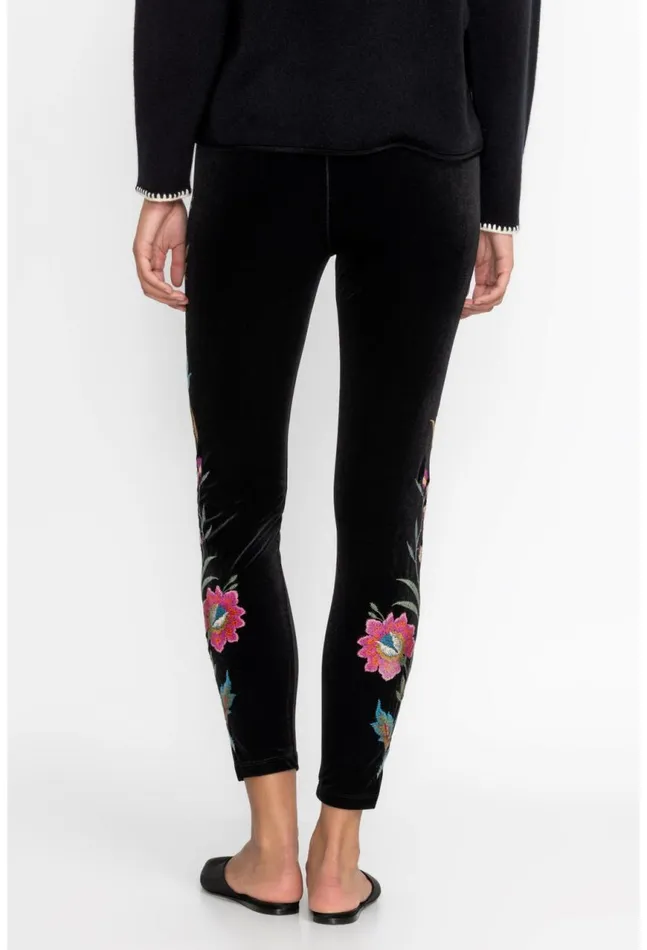 Women Sidonia Velvet Stretch Legging Black Johnny Was Bottoms