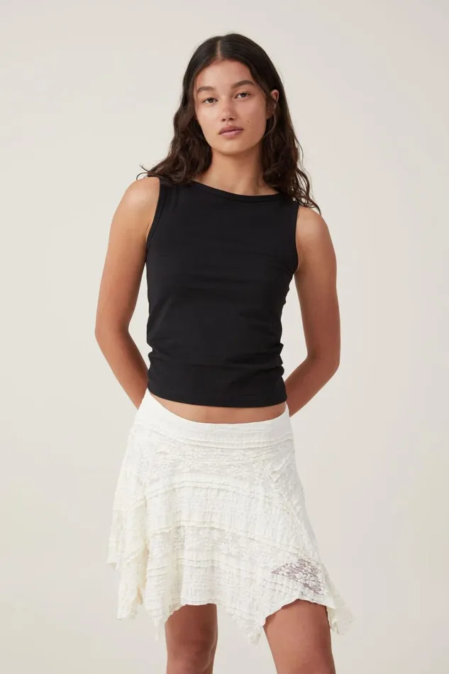 Women Skirts Cotton On Eden Hanky Hem Mini Skirt Coconut