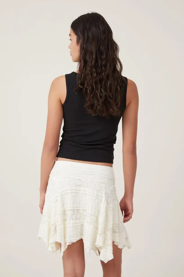 Women Skirts Cotton On Eden Hanky Hem Mini Skirt Coconut