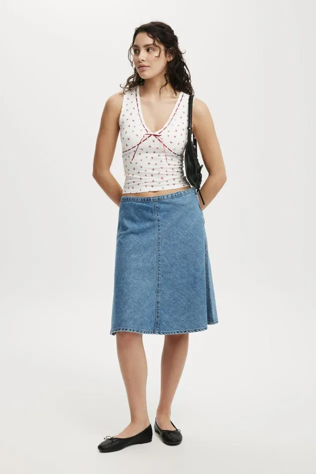 Women Skirts Cotton On Gigi Denim Midi Skirt Dream Blue