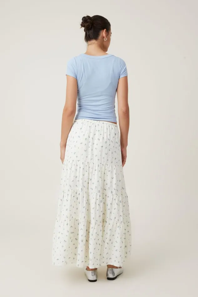 Women Skirts Cotton On Haven Tiered Maxi Skirt Esme Ditsy Blue Crush