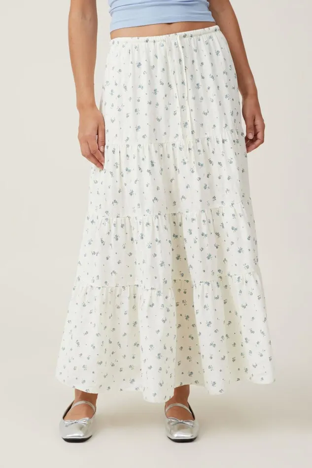 Women Skirts Cotton On Haven Tiered Maxi Skirt Esme Ditsy Blue Crush