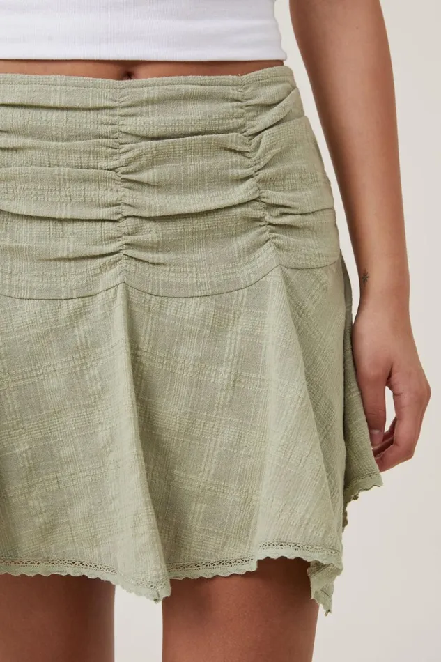 Women Skirts Cotton On Millie Hanky Hem Mini Skirt Desert Sage
