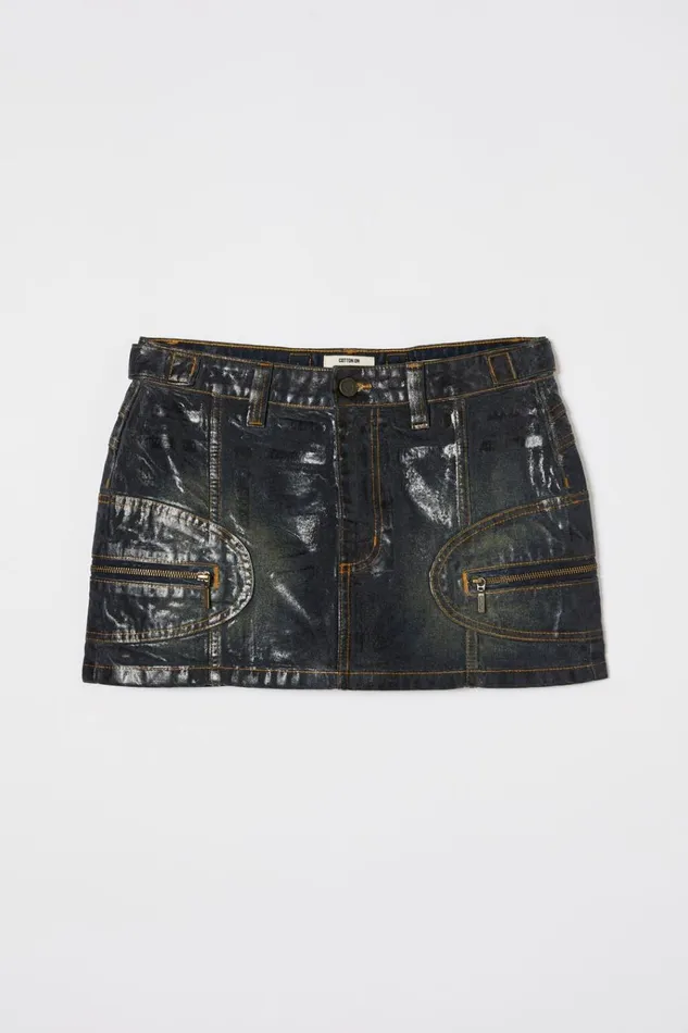 Women Skirts Cotton On Moto Denim Mini Skirt Wet Lookslate