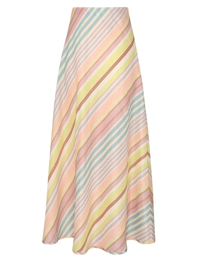 Women Skirts Zimmermann Halliday Bias Skirt Multi Stripe