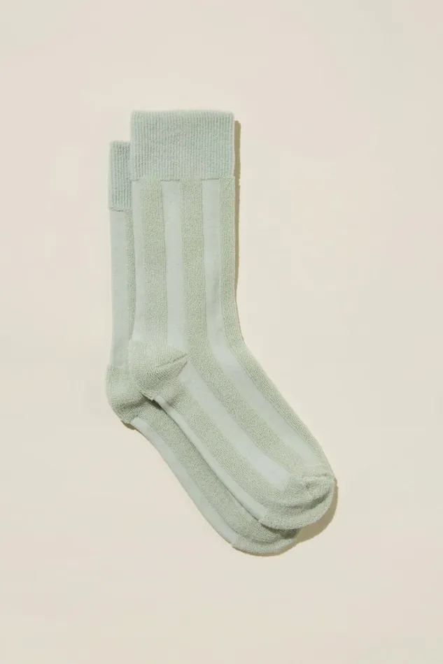 Women Socks Cotton On Terry Icon Sock Seafoamstripes