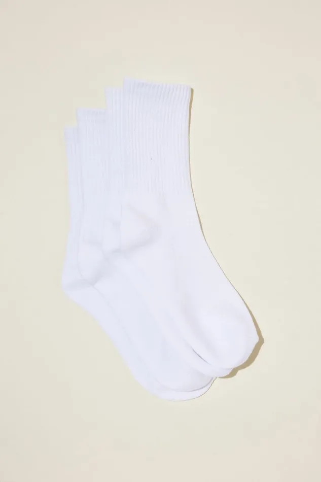 Women Socks Cotton On The Perfect Pair Crew Sock 2Pk White