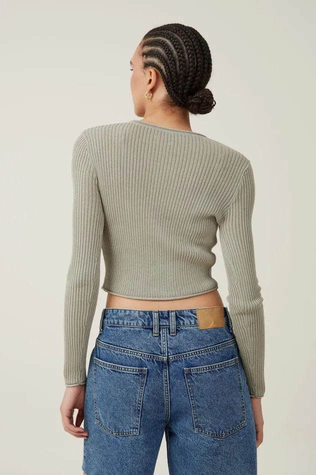 Women Sweaters and Cardigans Cotton On Sheer Rib Peekaboo Cardigan Desert Sage Women Sweaters and Cardigans Cotton On Sheer Rib Peekaboo Cardigan Desert Sage