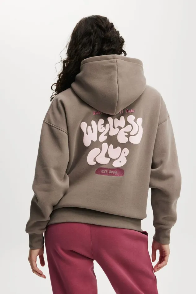 Women Sweats and Hoodies Cotton On Plush Premium Graphic Hoodie Desert Greybhwc Wellness Club Cherry Dream