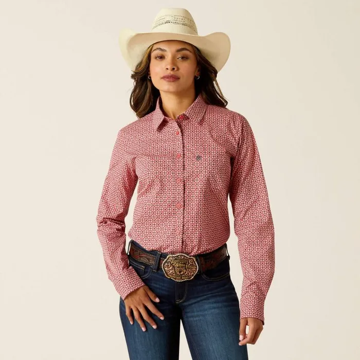 Women TShirts and Tops Ariat Kirby Stretch Shirt Garnet Rose Geo