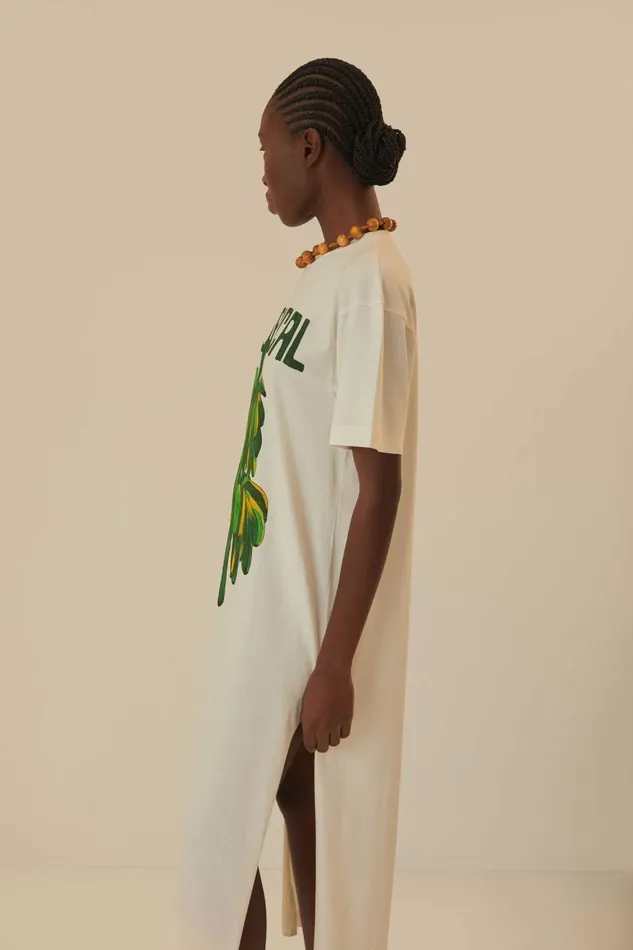Women TShirts Farm Rio OffWhite Tropical Organic Cotton TShirt Dress