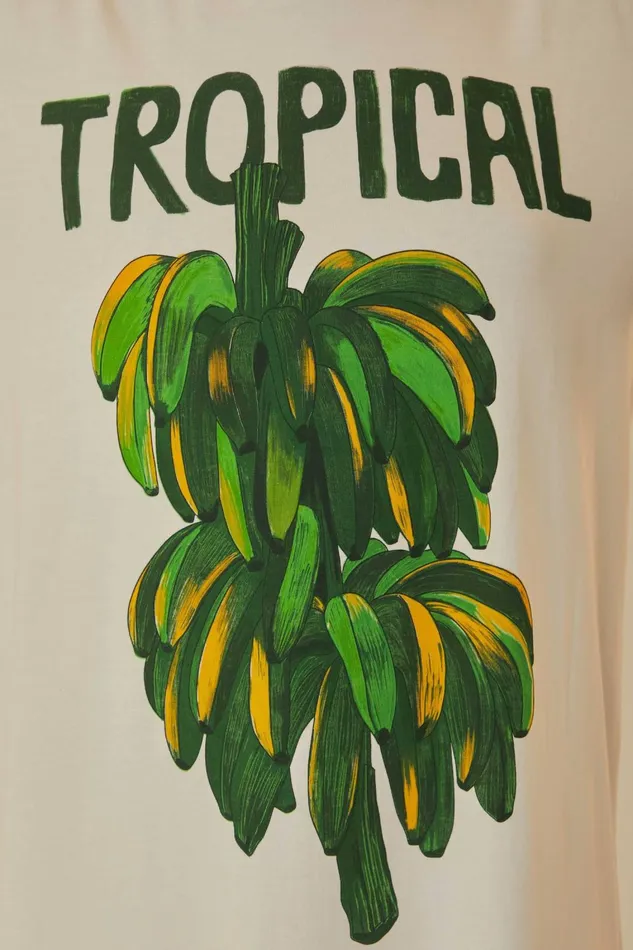 Women TShirts Farm Rio OffWhite Tropical Organic Cotton TShirt Dress