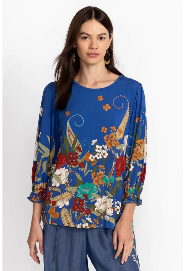 Women Tee Bee Smocked Sleeve Tee Teebee Johnny Was Tops