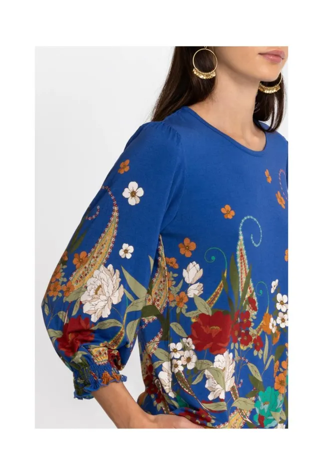 Women Tee Bee Smocked Sleeve Tee Teebee Johnny Was Tops