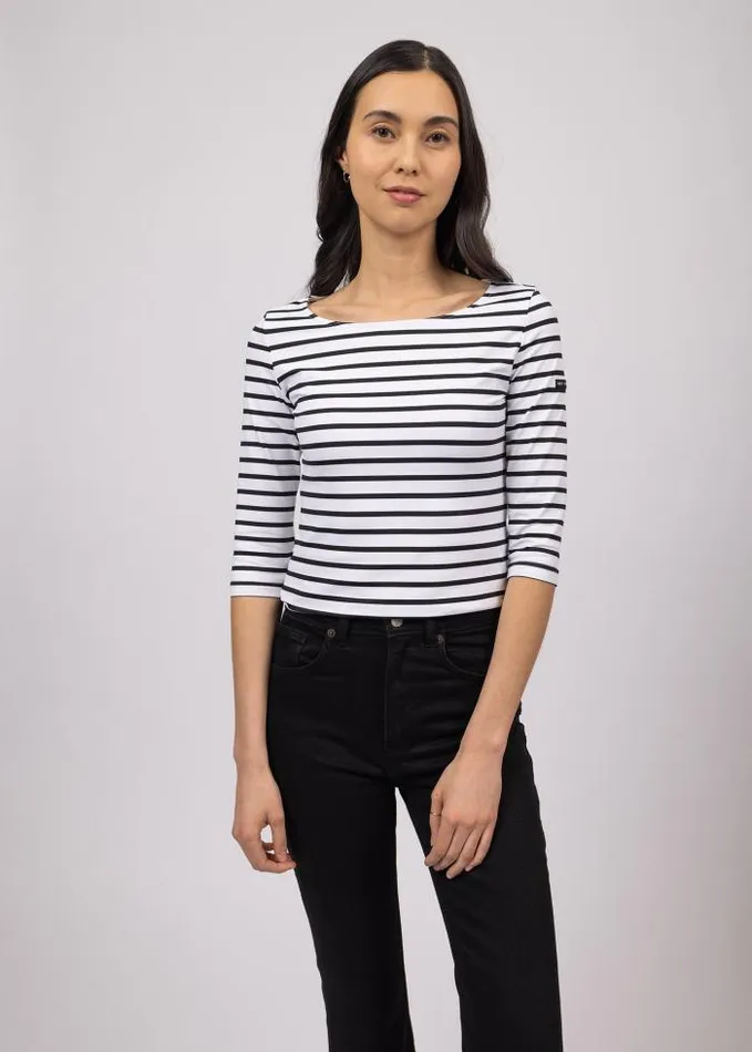 Women The AntiUV Stripes Collection Saint James GARDECOTE III White Black
