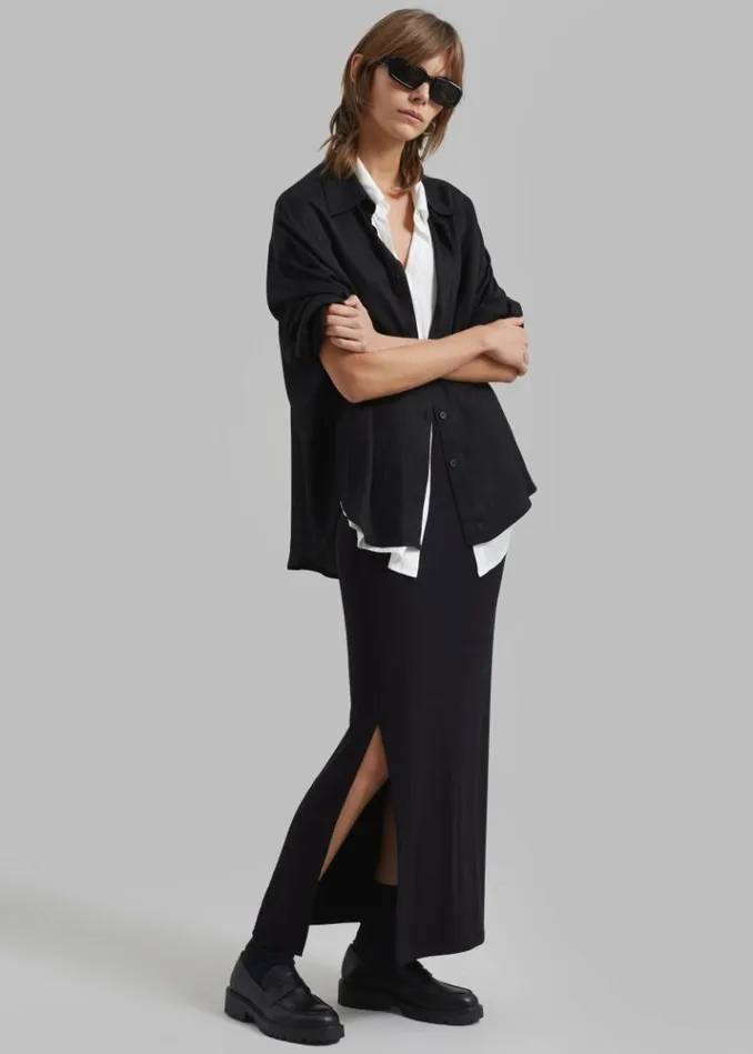 Women The Frankie Shop Ann Double Layer Shirt 8211 BlackWhite Blackwhite