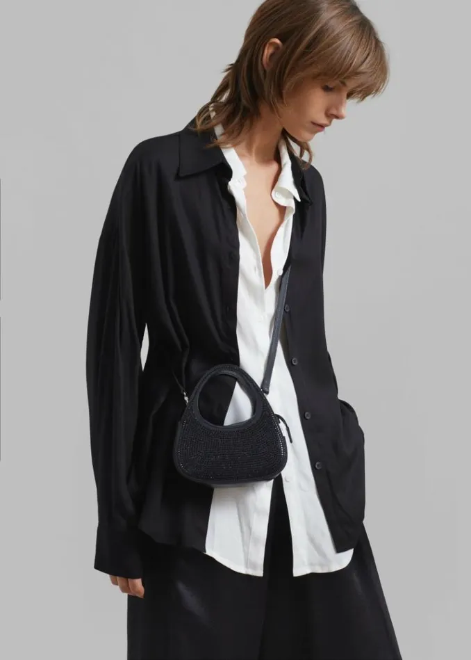 Women The Frankie Shop Ann Double Layer Shirt 8211 BlackWhite Blackwhite