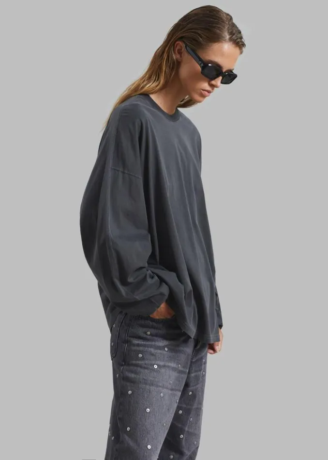 Women The Frankie Shop Collins Long Sleeve Tee 8211 Charcoal Charcoal
