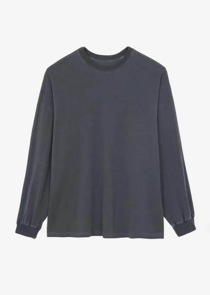 Women The Frankie Shop Collins Long Sleeve Tee 8211 Charcoal Charcoal