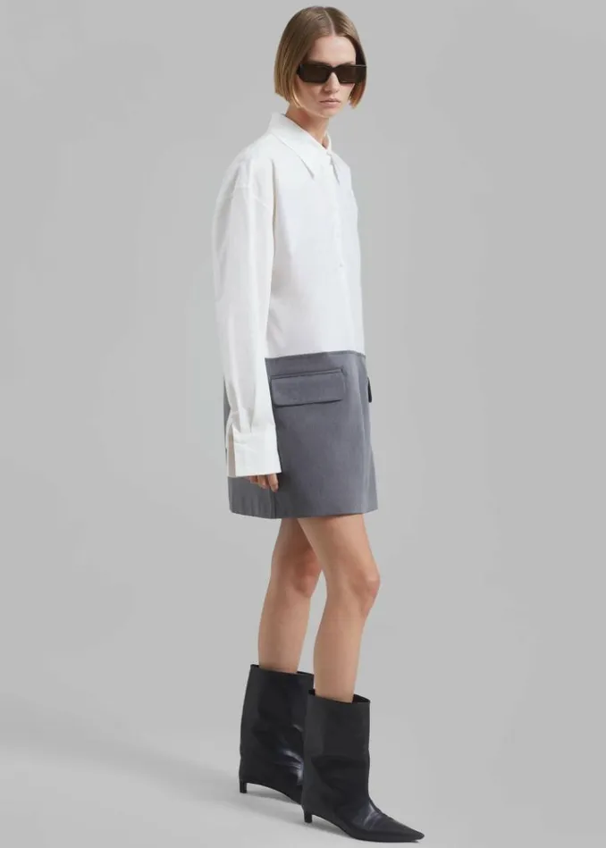 Women The Frankie Shop Marissa Shirt Dress 8211 WhiteGrey Whitegrey