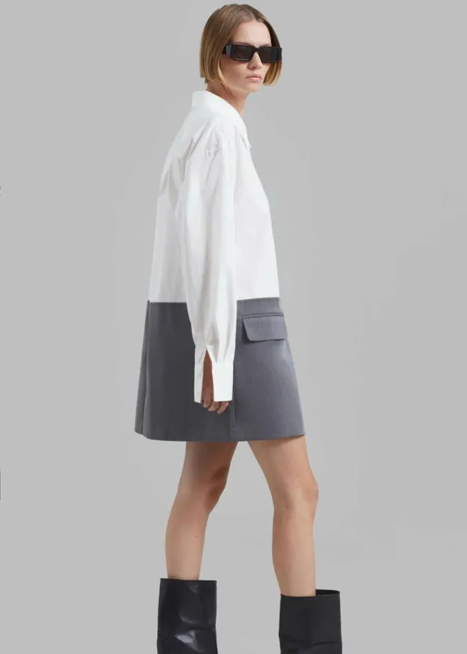 Women The Frankie Shop Marissa Shirt Dress 8211 WhiteGrey Whitegrey