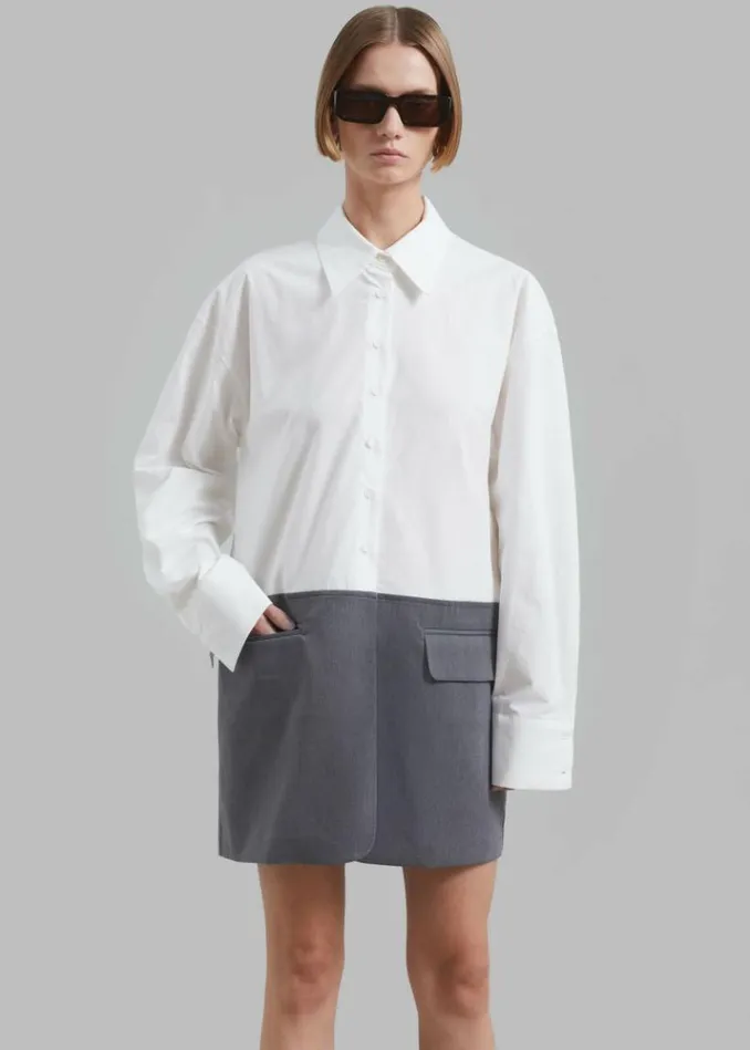Women The Frankie Shop Marissa Shirt Dress 8211 WhiteGrey Whitegrey