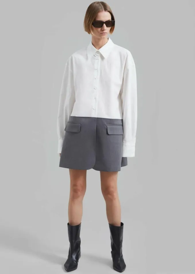 Women The Frankie Shop Marissa Shirt Dress 8211 WhiteGrey Whitegrey