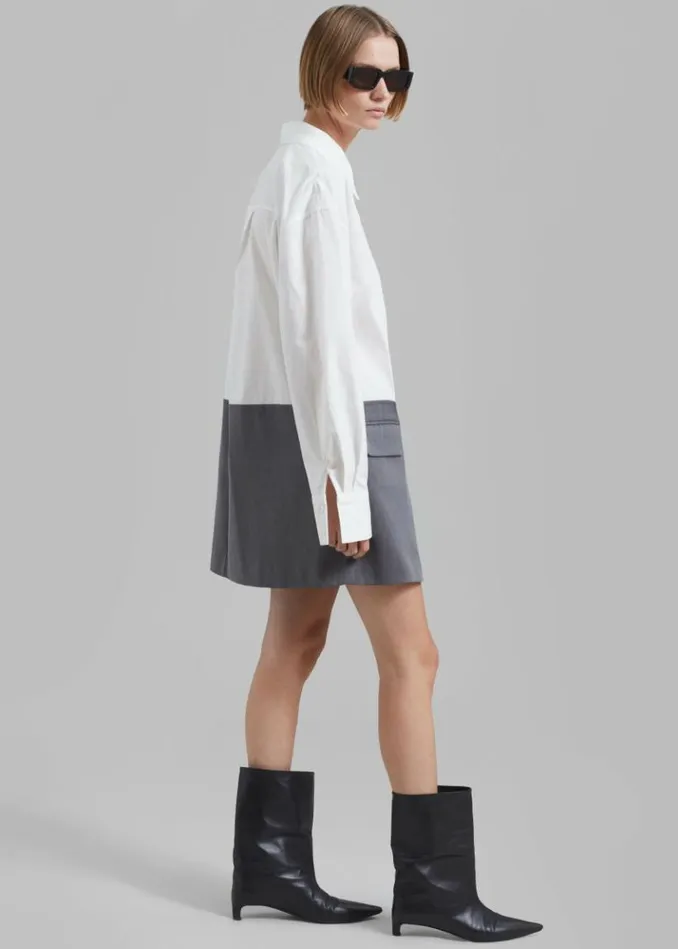Women The Frankie Shop Marissa Shirt Dress 8211 WhiteGrey Whitegrey