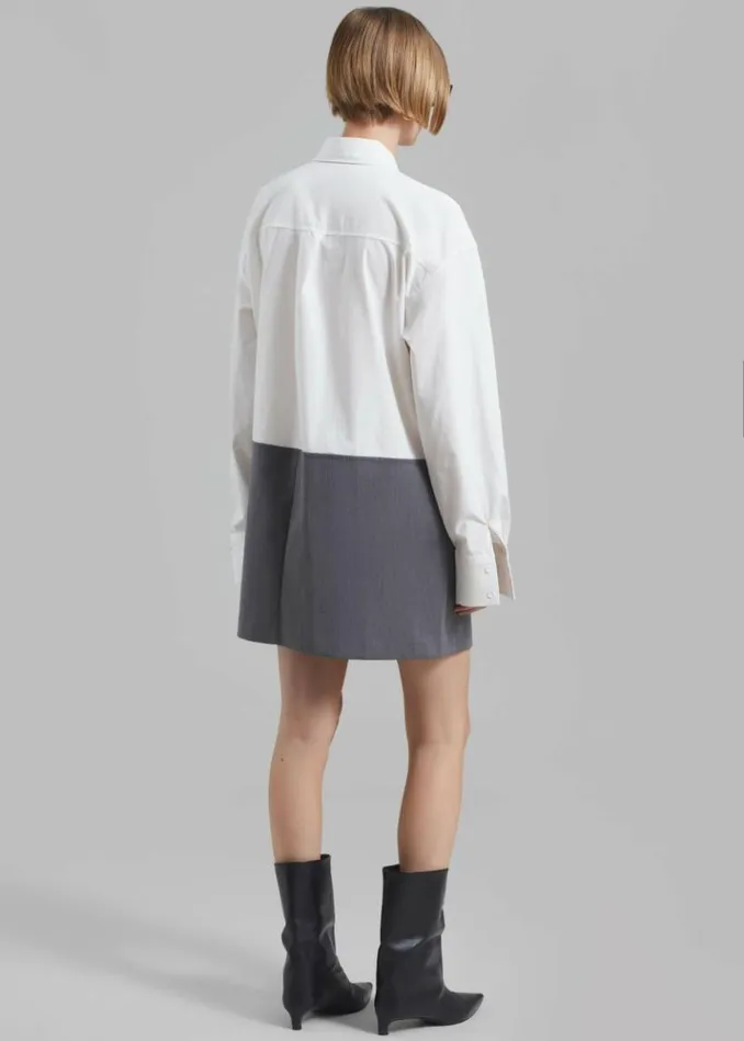 Women The Frankie Shop Marissa Shirt Dress 8211 WhiteGrey Whitegrey