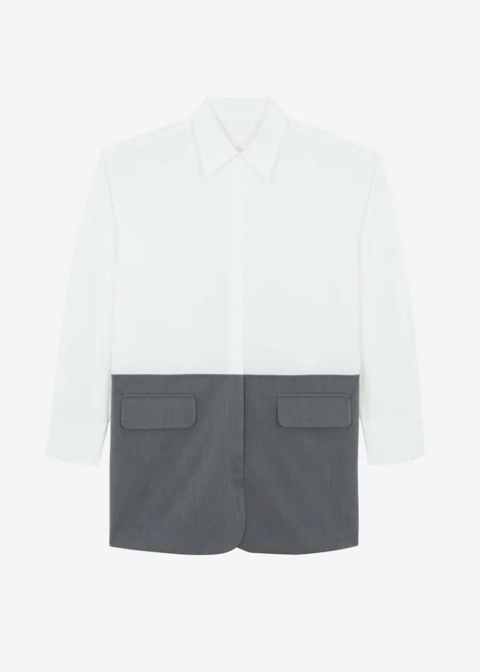 Women The Frankie Shop Marissa Shirt Dress 8211 WhiteGrey Whitegrey
