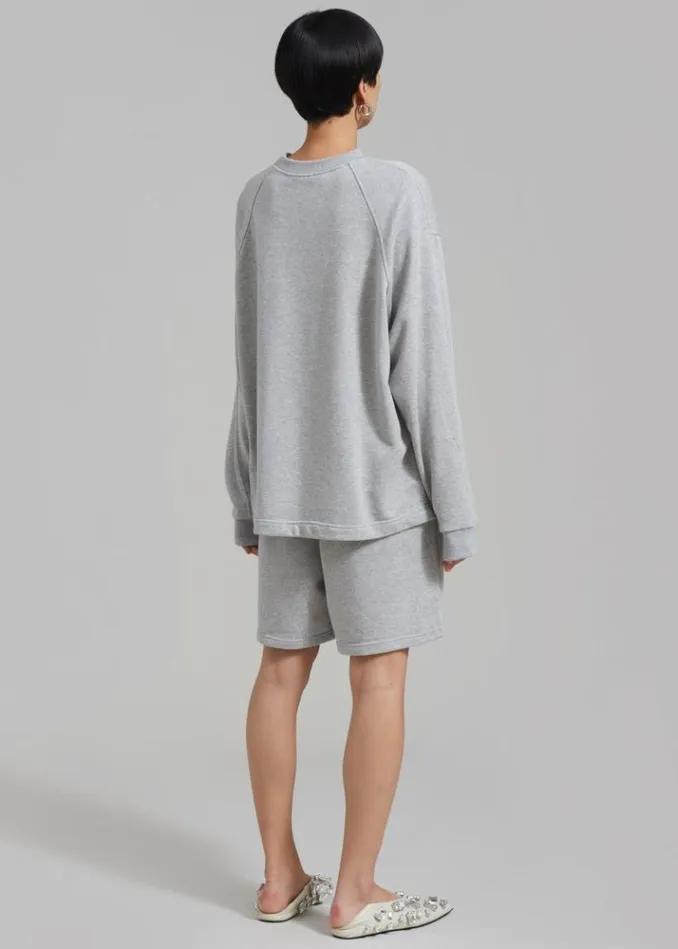 Women The Frankie Shop Newton Long Sleeves Sweat Tee 8211 Grey Grey