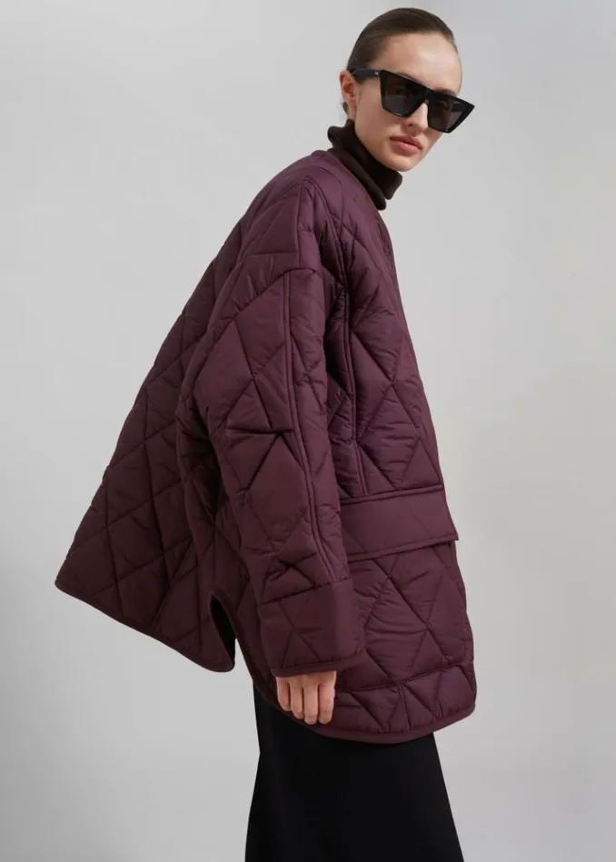 Women The Frankie Shop Teddy Quilted Jacket 8211 Burgundy Burgundy