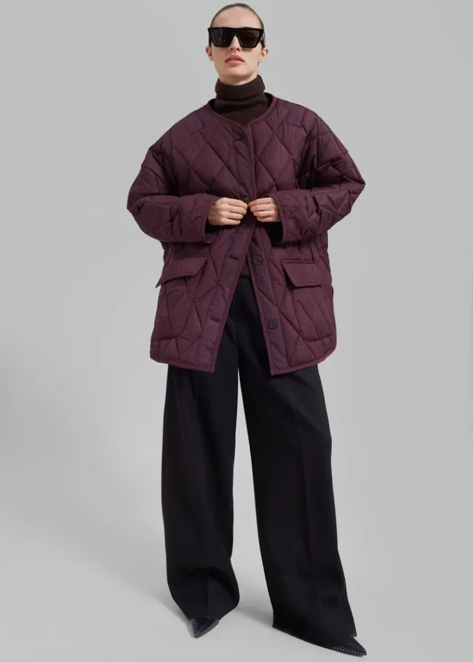 Women The Frankie Shop Teddy Quilted Jacket 8211 Burgundy Burgundy