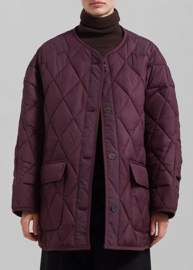 Women The Frankie Shop Teddy Quilted Jacket 8211 Burgundy Burgundy