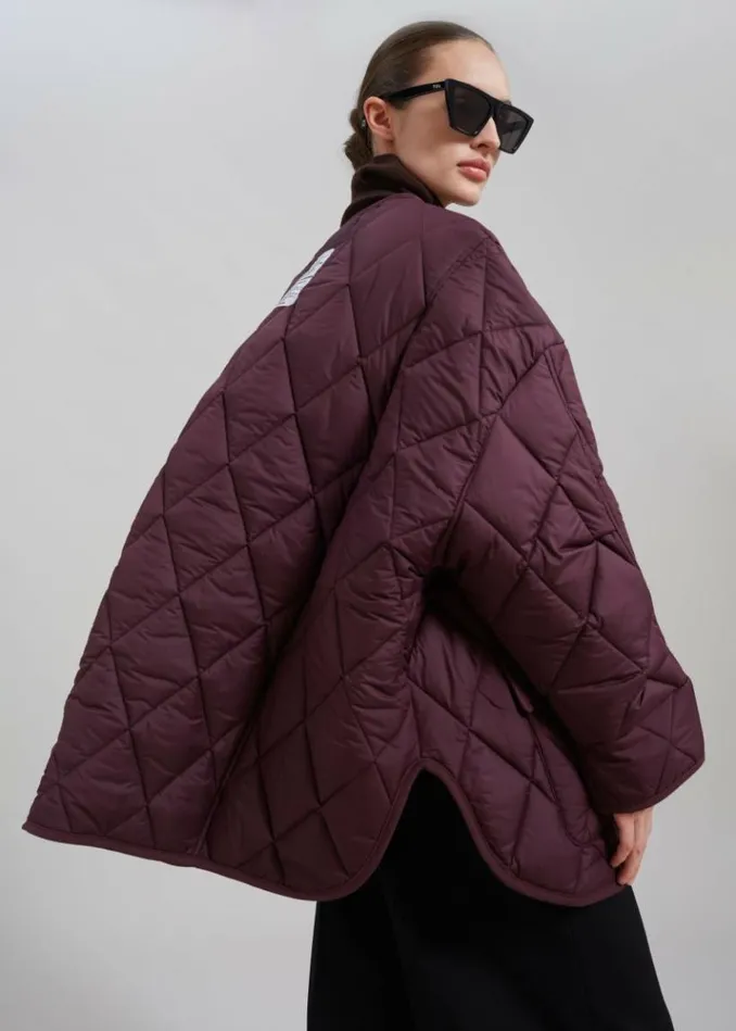 Women The Frankie Shop Teddy Quilted Jacket 8211 Burgundy Burgundy