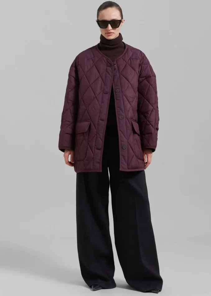 Women The Frankie Shop Teddy Quilted Jacket 8211 Burgundy Burgundy