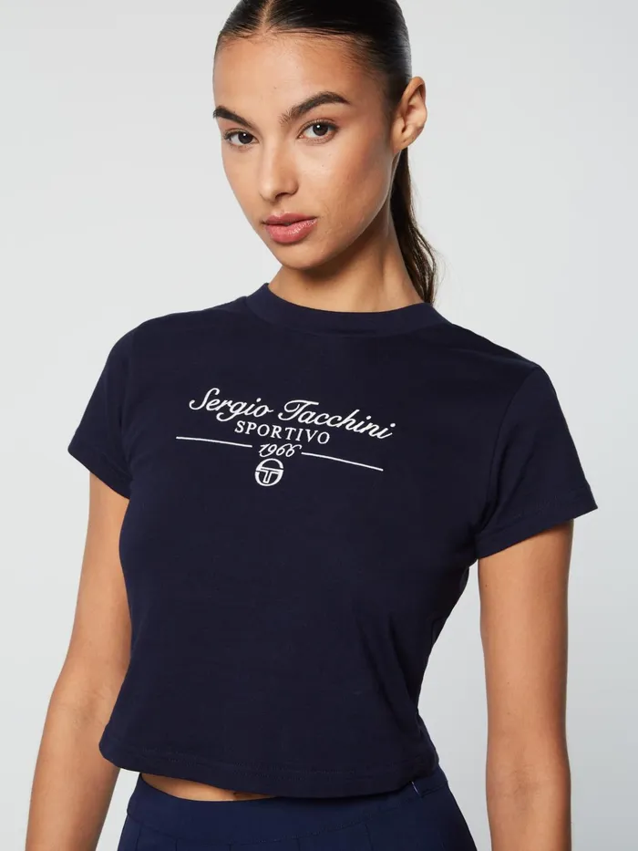 Women Tops And Sports Bras Sergio Tacchini Nicola Graphic TShirt Maritime Blue