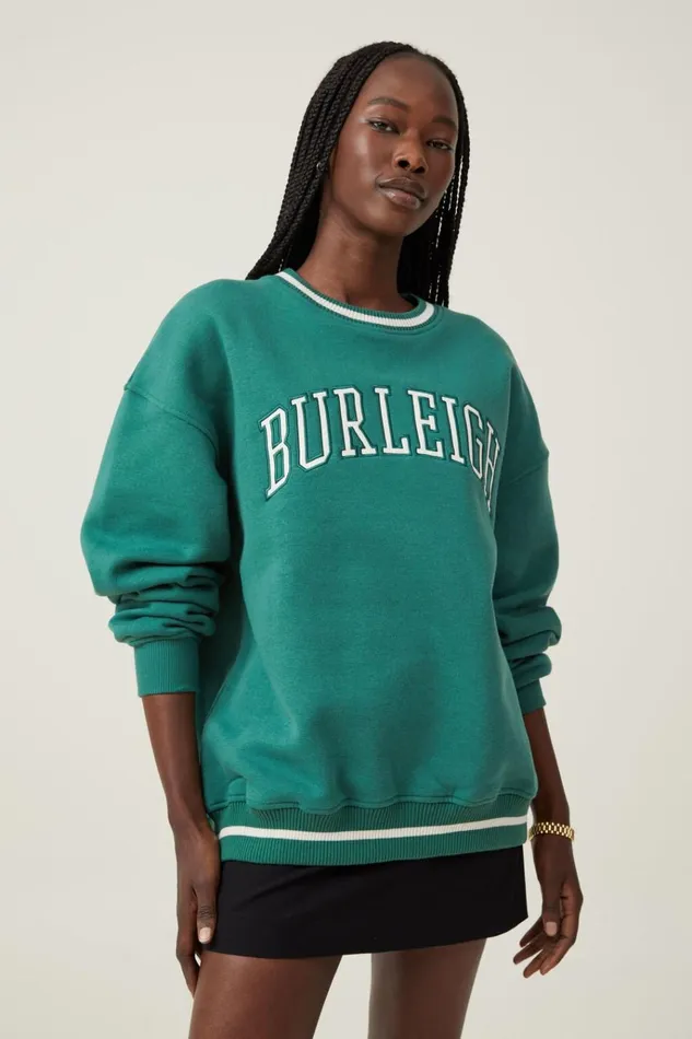 Women Tops Cotton On Classic Fleece Graphic Crew Sweatshirt Burleigh Verdant Green Women Tops Cotton On Classic Fleece Graphic Crew Sweatshirt Burleigh Verdant Green