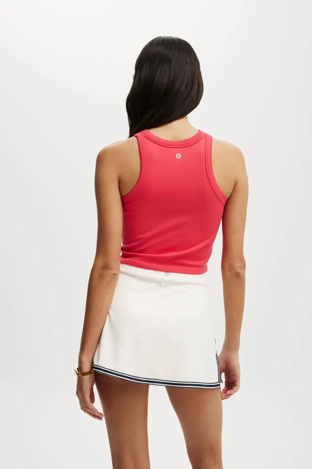 Women Tops Cotton On Seamless Ringer Tank Frenchie Red