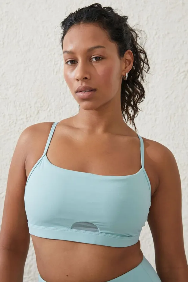 Women Tops Cotton On Ultra Luxe Mesh Strappy Crop Sea Glass