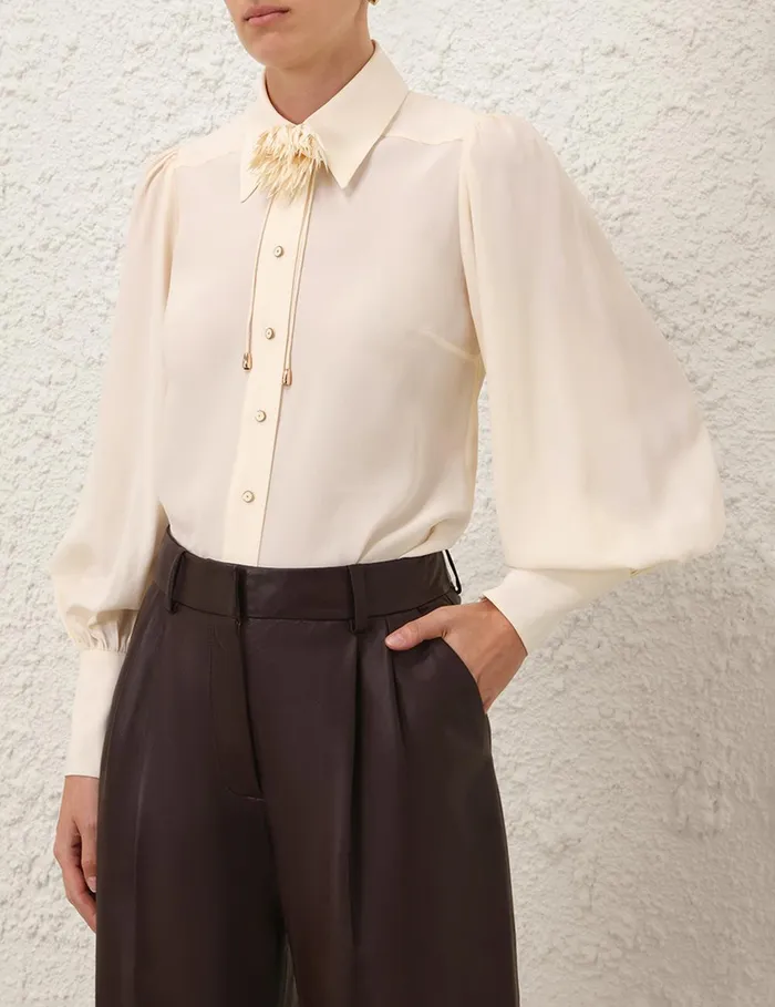 Women Tops Zimmermann Blouson Shirt Cream