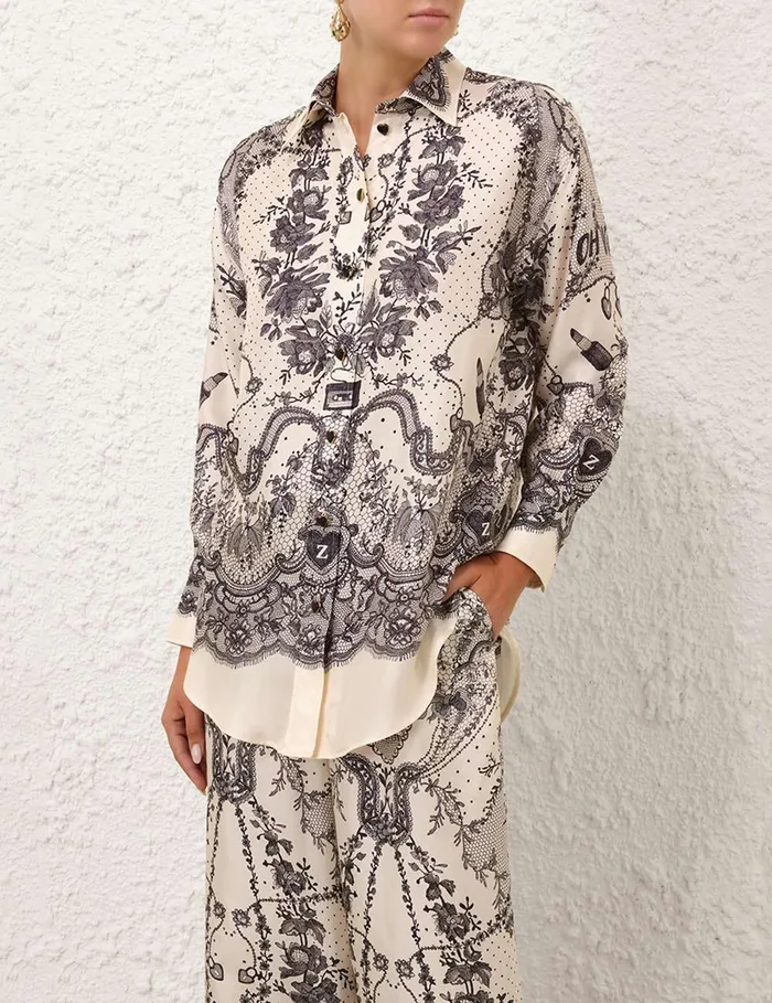Women Tops Zimmermann Crush Relaxed Shirt Ivory Locket