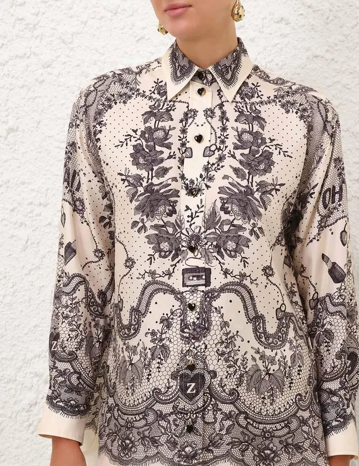 Women Tops Zimmermann Crush Relaxed Shirt Ivory Locket