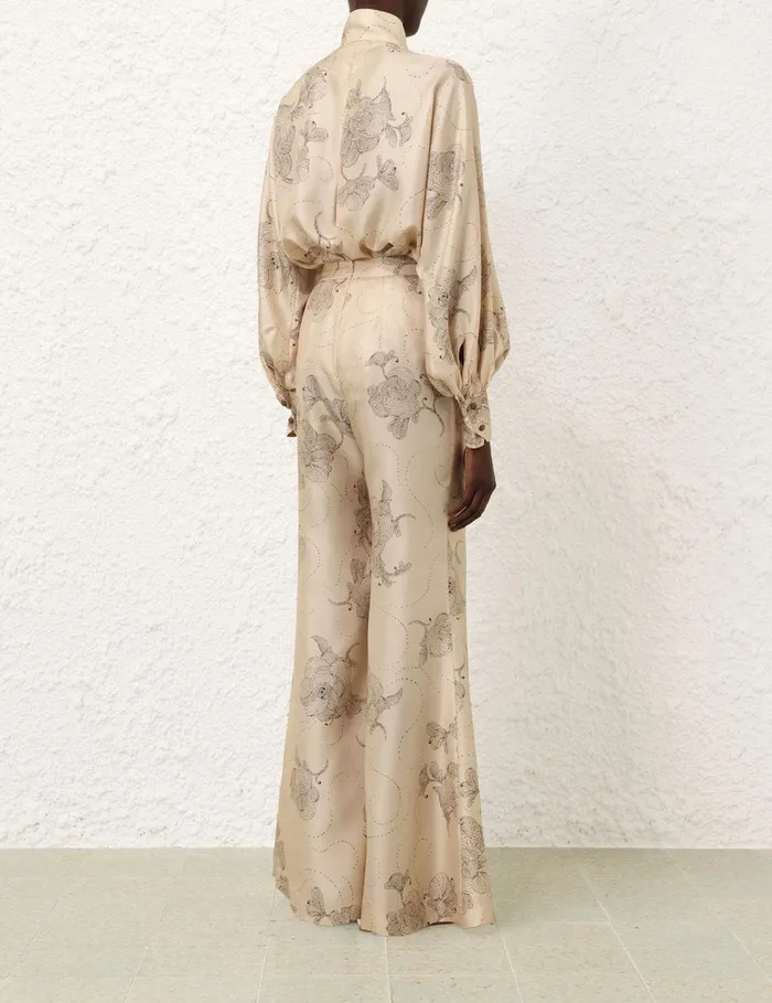 Women Tops Zimmermann Eden Tie Neck Blouse Tea Sketch